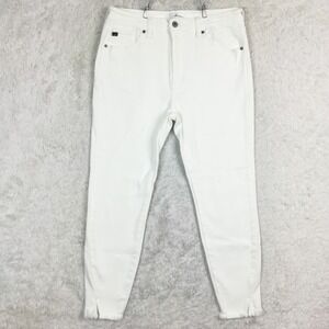 Kancan Womens Jeans High Rise Ankle Skinny Denim White Frayed Stretch 13